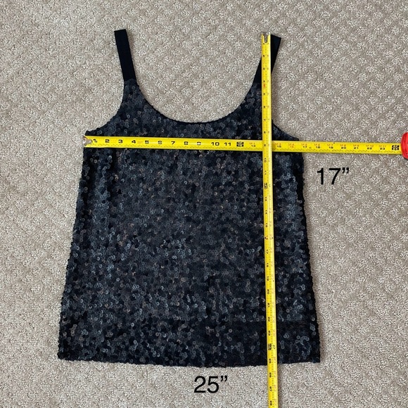 Theory Ondrea Black Sequins Over Silk Tank Top (P1) - Picture 11 of 12